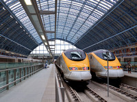 Los trenes EuroStar en estacion San Pancras de Londres